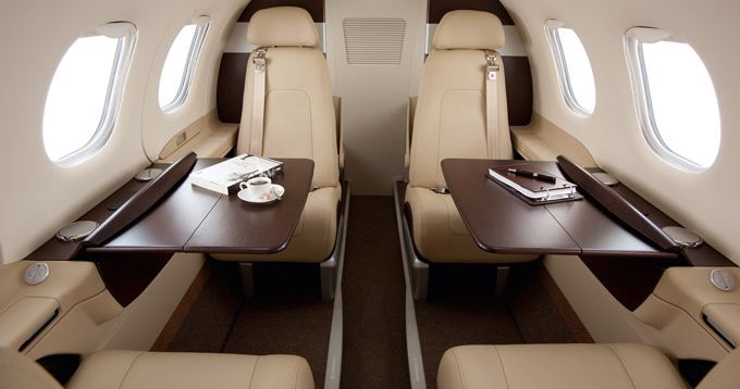 Embraer Phenom 100 cabin for Chicago charter