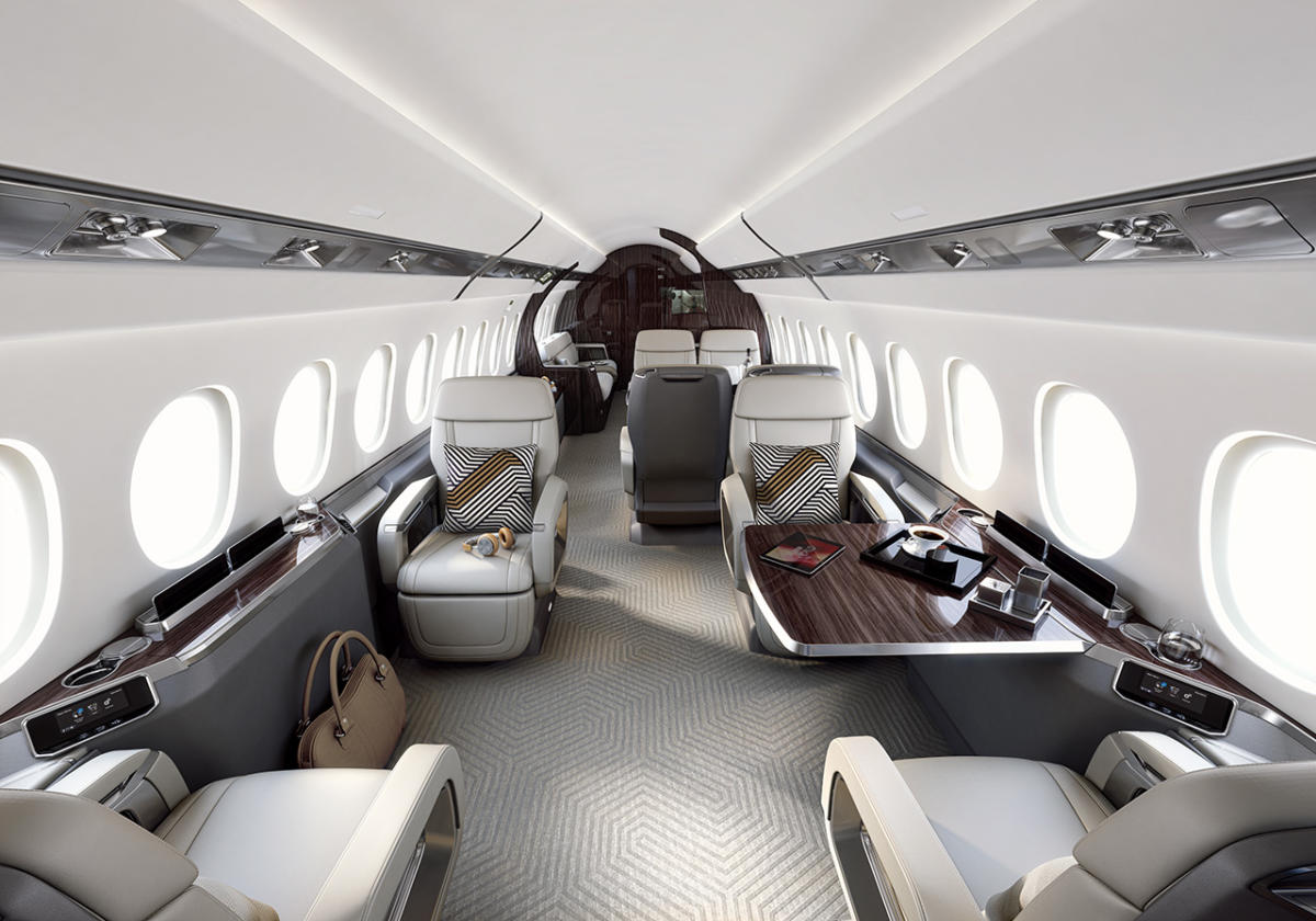 Dassault Falcon 6X cabin for Chicago charter