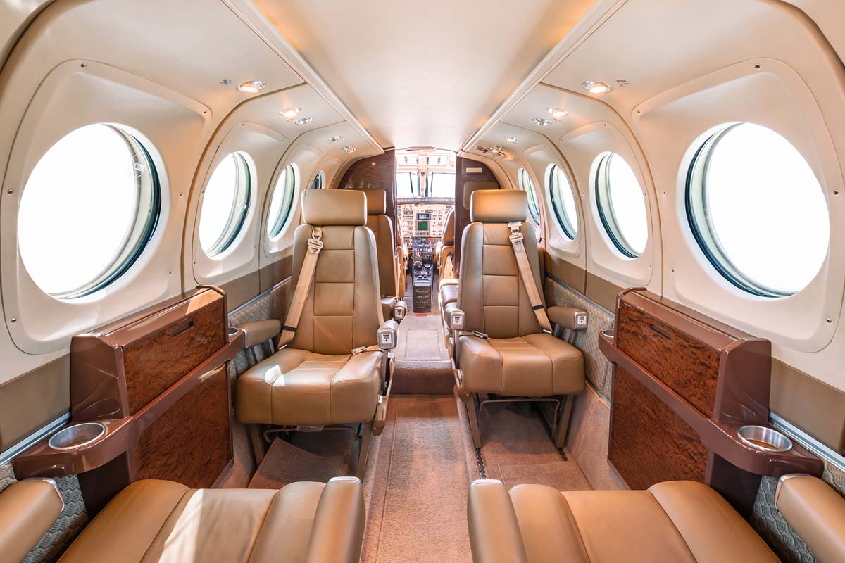 Beechcraft King Air 100 cabin for Chicago charter